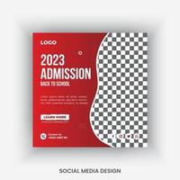 Admission social media post template design vector