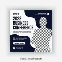 Conference, business meetup, webinar social media post design template vector