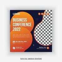Conference, business meetup, webinar social media post design template vector