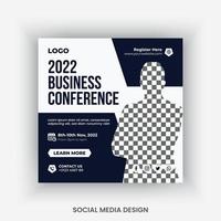 Conference, business meetup, webinar social media post design template vector