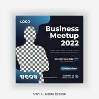 Conference, business meetup, webinar social media post design template vector