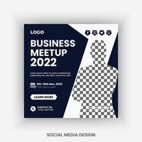 Conference, business meetup, webinar social media post design template vector