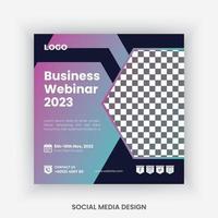 Conference, business meetup, webinar social media post design template vector