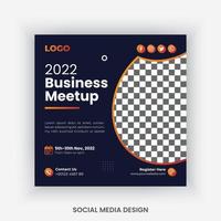 Conference, business meetup, webinar social media post design template vector