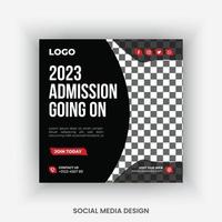 Admission social media post template design vector