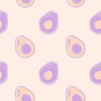 Avocado seamless pattern. Vector illustration. Delicate background with avocado. Lavender Palette.