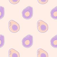 Avocado seamless pattern. Vector illustration. Delicate background with avocado. Lavender Palette.