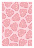 cartel con fresas. ilustración vectorial de bayas rosas. diseño de interiores. fondo de fresa de verano. vector