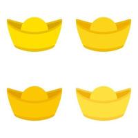 Chinese Gold Ingot in flat style isolated vector