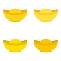 Chinese Gold Ingot in flat style isolated vector