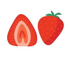 Doodle Flat Clipart. Simple strawberry. All Objects Are Repainted. vector