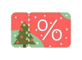 Christmas voucher mockup with Christmas tree and snow in the background vector