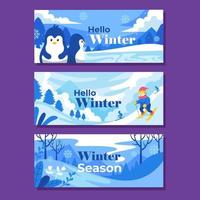 conjunto de banner de invierno vector