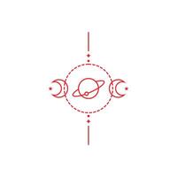 eps10 red vector Solar space station line art icon or logo isolated on white background. planets revolve outline symbol in a simple flat trendy modern style for your website design, and mobile app