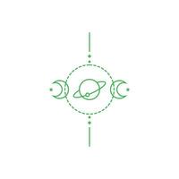 eps10 green vector Solar space station line art icon or logo isolated on white background. planets revolve outline symbol in a simple flat trendy modern style for your website design, and mobile app