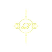 eps10 yellow vector Solar space station line art icon or logo isolated on white background. planets revolve outline symbol in a simple flat trendy modern style for your website design, and mobile app