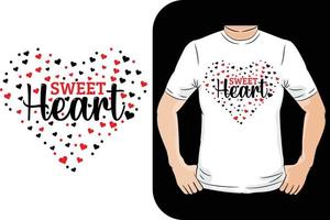 diseño de camiseta del día de san valentín dulce corazón vector