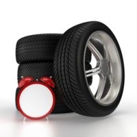 Car wheels and red alarm clock isolated png