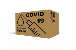 caja de cartón grande con vacuna contra el coronavirus png