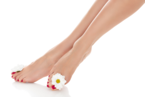 hermosas piernas femeninas con flor de margarita png