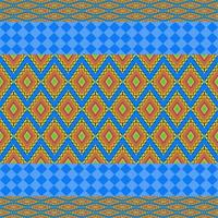blue seamless geometric ethnic pattern with shapes vector