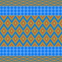 blue seamless geometric ethnic pattern with shapes vector