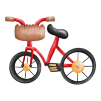 bicicleta vermelha fofa em aquarela, ilustração romântica desenhada à mão para o dia dos namorados png