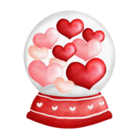 Heart Glass Globe hand drawn, Valentine decoration png