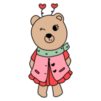 Bear in Love, Valentine Bear hand drawn illustration png