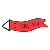 i love you flag banner, Hand drawn romantic illustration for Valentines day png
