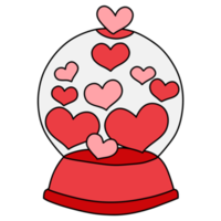 Heart Glass Globe hand drawn, Valentine decoration png