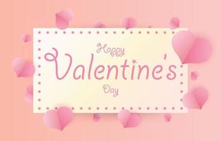 tarjeta mínima feliz día de san valentín. elementos de corazón cortados en papel decoran tarjetas de felicitación en colores dulces. texto de ilustración vectorial en marco de papel cuadrado vector