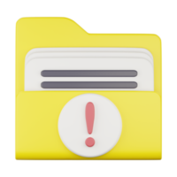 3d alert folder icon illustration png