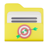 3d target marketing folder icon illustration png