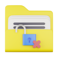 3d unsecure folder lock icon png