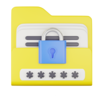 3d folder lock with password icon png