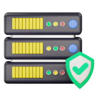 ilustração de ícone protegido de servidor seguro 3d png