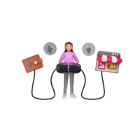 Connecting Digital Wallet to NFT Marketplace, 3D Character Illustration png