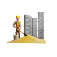 ilustração de personagem 3d de trabalhador da construção civil png