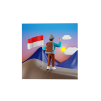 hombre escalando una montaña, ilustración de personajes en 3d png