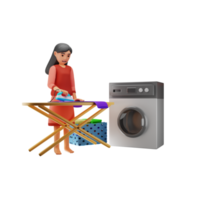 ilustração de personagem 3d de lavagem de roupa png