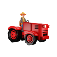 contadino guida trattore 3d personaggio illustrazione png