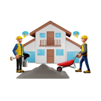 Male Construction Worker 3D Character illustration png