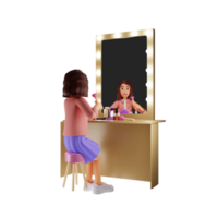 cosmétiques de maquillage pour le visage, illustration de personnage 3d png