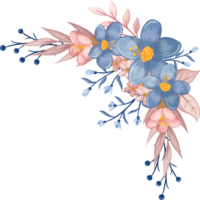 arreglo floral azul con estilo acuarela png