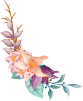 arreglo de flores de naranja con estilo acuarela png