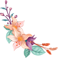 arreglo de flores de naranja con estilo acuarela png