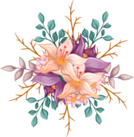 Orange Flower Arrangement with watercolor style png