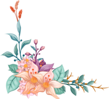 arreglo de flores de naranja con estilo acuarela png