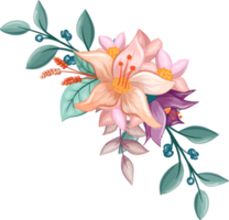 oranje bloem arrangement met waterverf stijl png